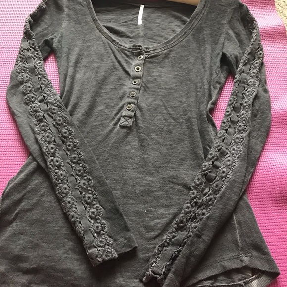 Free People Shell Stitch Lace Henley - Picture 6 of 8